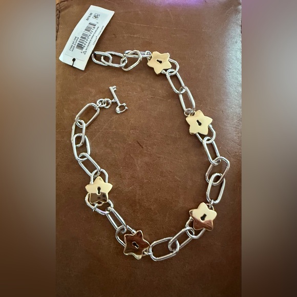 NWT Coach Star Padlock Chain Two Tone Link Necklace - Picture 2 of 5